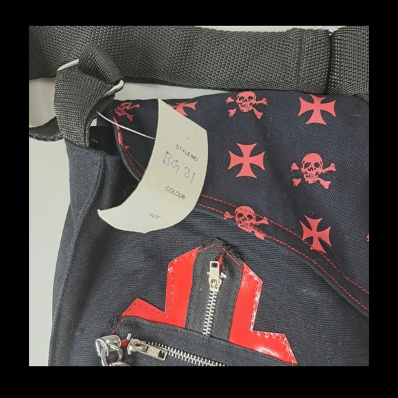 |vtg| Dead Threads •DEADSTOCK• Goth Skull Corset Canvas Messenger Bag Punk Goth - Picture 3 of 6
